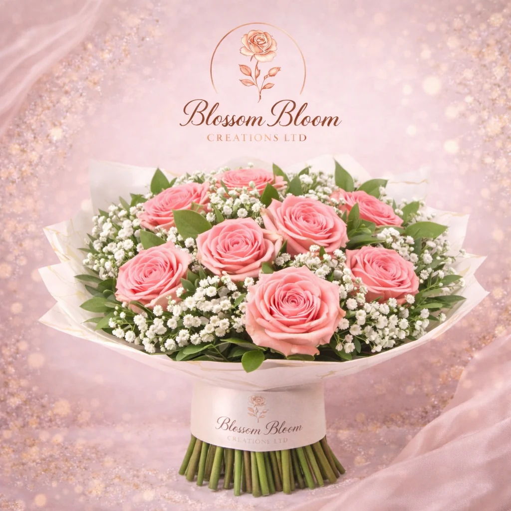 🌸 Blush Rose &amp; Baby’s Breath Bouquet - Image 2