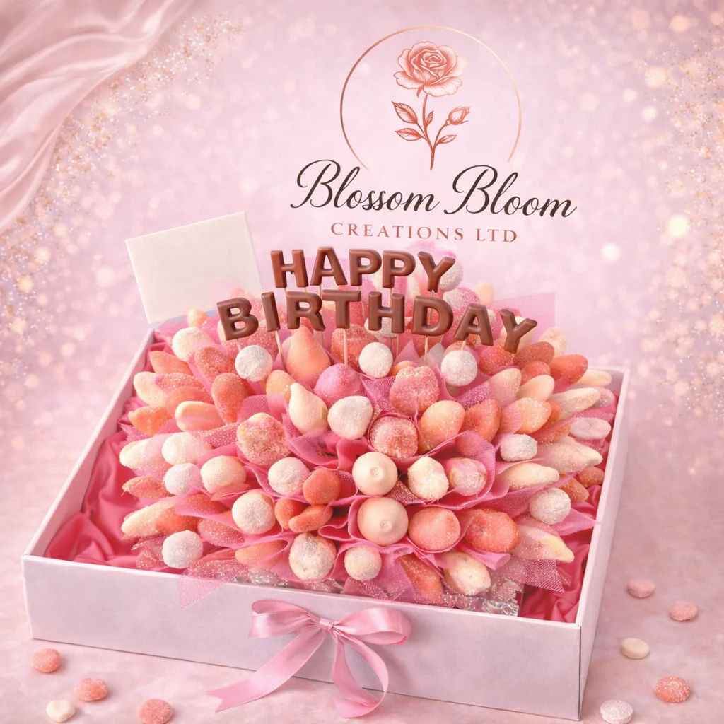 🍓🍫 Pink Happy Birthday Chocolate Fruit Box - Image 3
