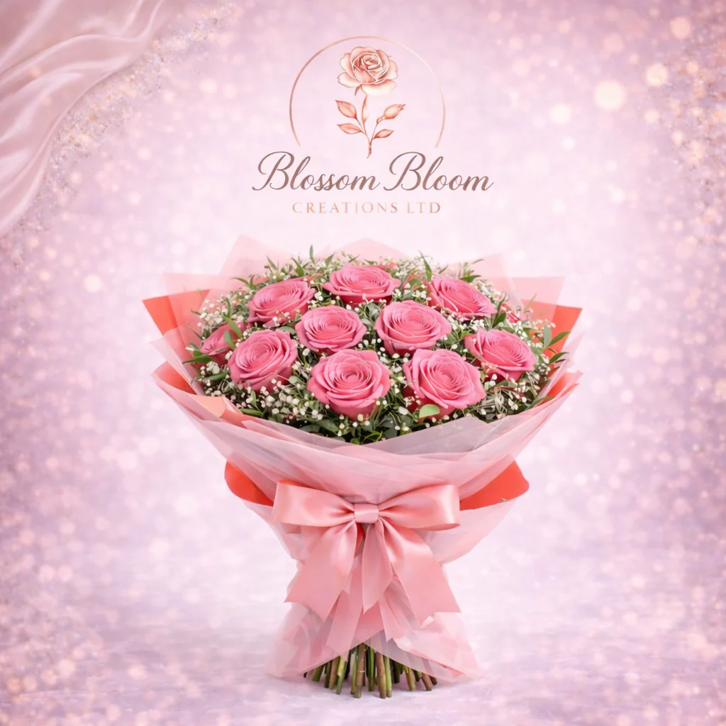 Elegant Blush Romance Bouquet – Light Pink Rose Bouquet - Image 3