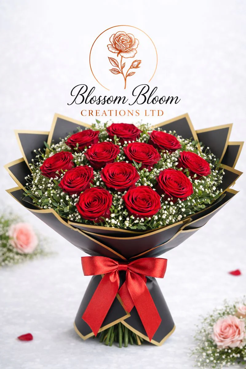 Luxury Red Rose Bouquet – Premium Valentine’s Day Flower Arrangement - Image 4