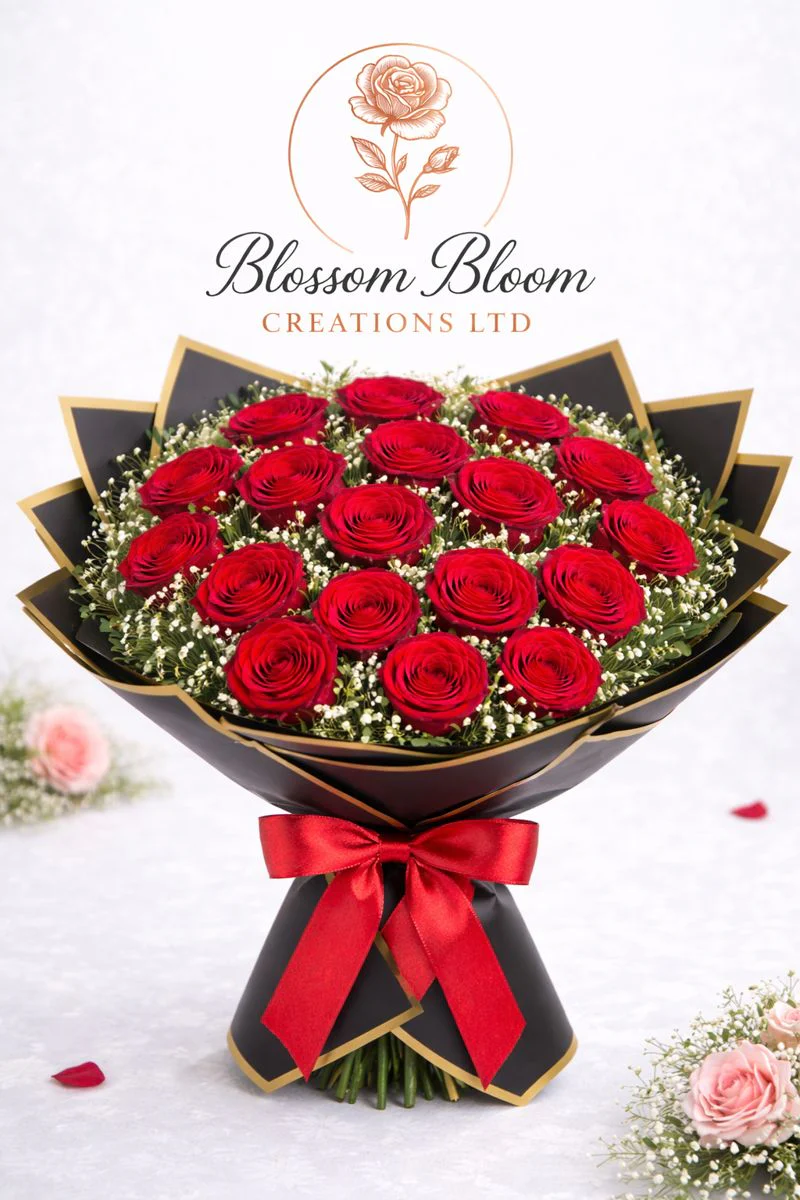 Luxury Red Rose Bouquet – Premium Valentine’s Day Flower Arrangement - Image 7